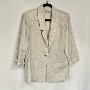 Vintage Block Island Lenin Blazer with Shoulder Pads Gold Button